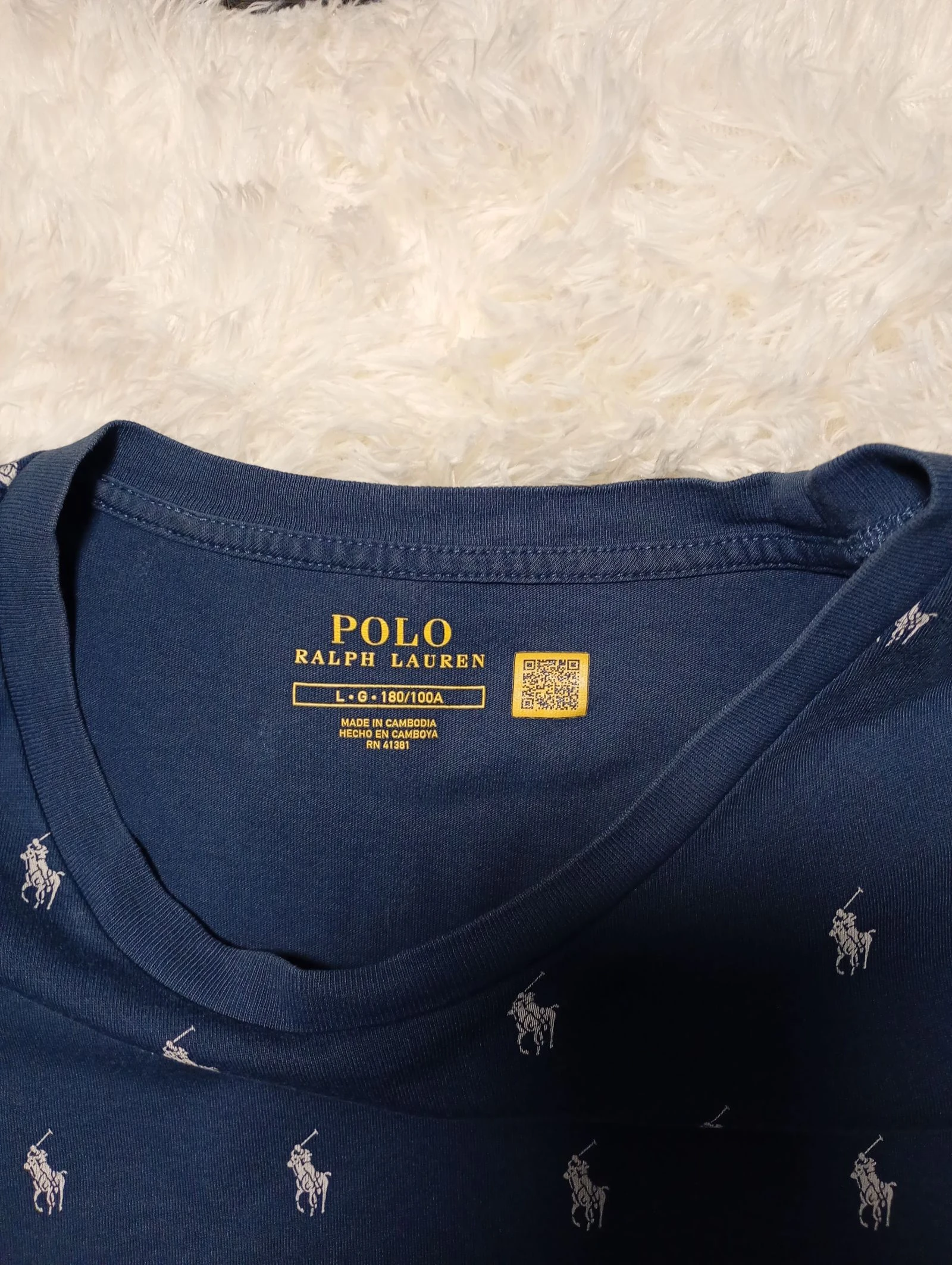Ralph Lauren Navy Allover Pony Print Tee - Size L – photo 6